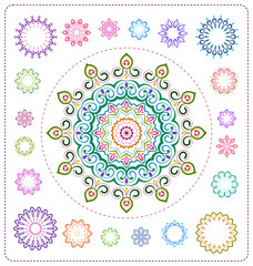 set of colorful mandala illustration in vector format for various use