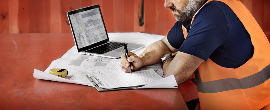Construction Worker Planning Constractor Developer Concept