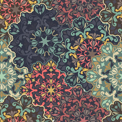 Fototapeta na wymiar Seamless round ornament pattern for printing on fabric or paper.