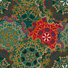 Seamless round ornament pattern for printing on fabric or paper.