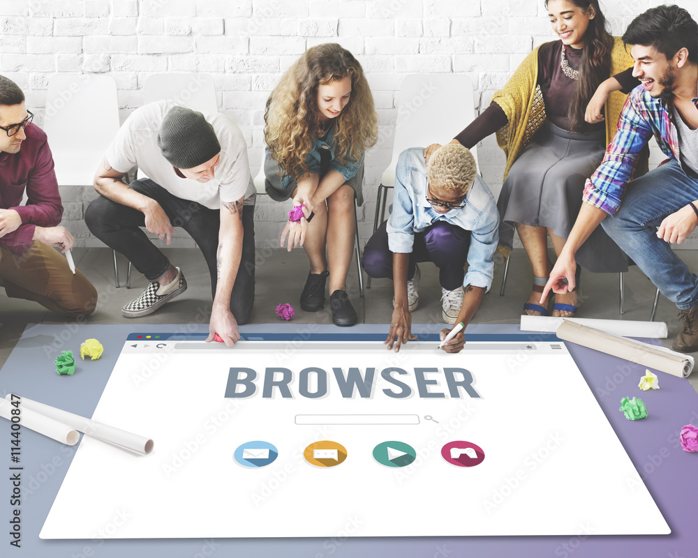 Poster browser content functionality information internet concept