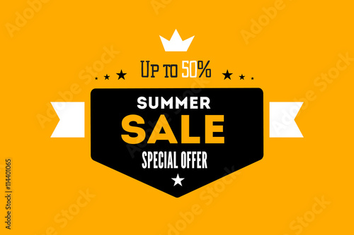 Hot Summer Sale Banner Vector Discount Banner Template Retro