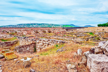 Real Ruins of the Royal Palace of Sigismund times.Budapest. Hung