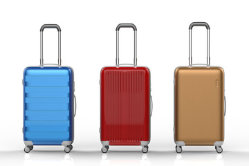 colorful luggages in a row