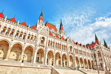 Fototapeta na wymiar Hungarian Parliament close-up. Budapest. One of the most beautif