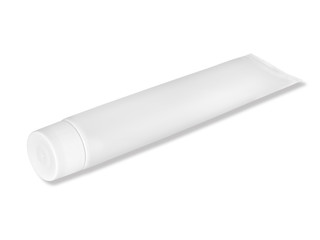 Tube of white color on a white background