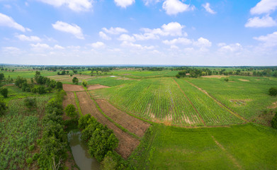 Aerial view of farm fields