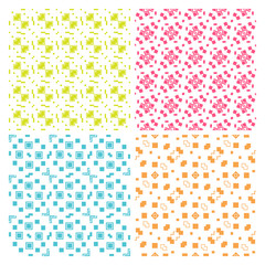 Collection of four simple geometric vector seamless patterns