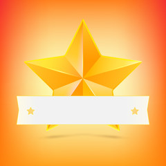 Yellow star with ribbon.