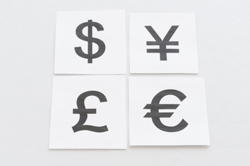 ポンド、ユーロ、ドル、円