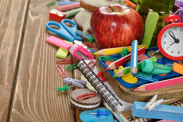 Multicolored children's school supplies