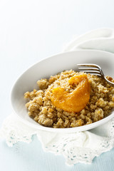 Austrian crumble dessert with fruit puree