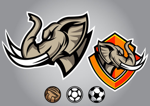 elephant head football logo vector