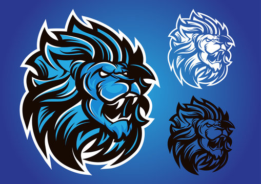 Lion Blue Logo Vector