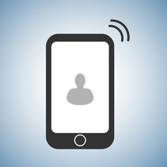 flat phone icon with interlocutor picture on display