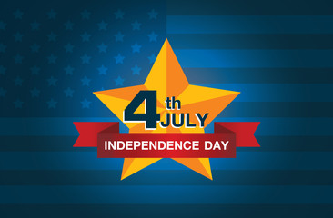 Logo 4 July independence day of American on national flag background