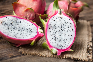 Dragon Fruit on the wooden background