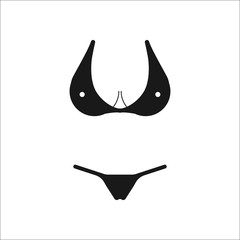 Sexy woman silhouette in bikini simple icon on background