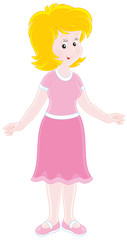 Cheerful young woman. Vector illustration of a friendly smiling optimistic girl, on a white background