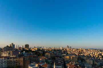 Aerial view of Istanbul, Turkey. Modern megalopolis cityscape at dusk