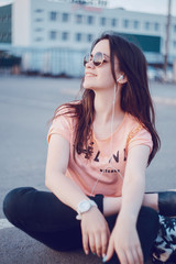 stylish girl in evening city