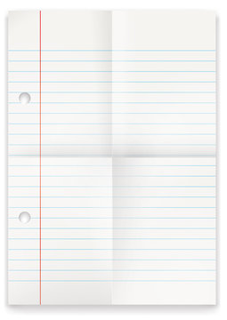 Blatt Papier - liniert und gefaltet