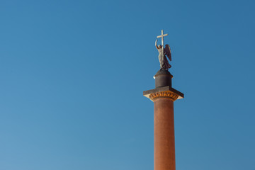 Alexander column in the night, Saint Petersburg