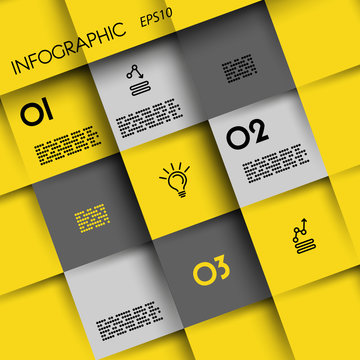 yellow infographic squares with icons