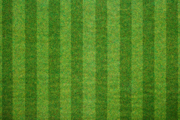 soccerball field green grass background. Flat lay