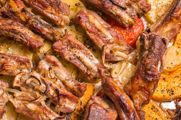 Grilled sliced barbecue pork ribs
