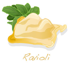 Ravioli pasta isolated