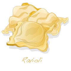 Ravioli pasta isolated