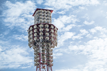 Loudspeaker Tower with blue sky