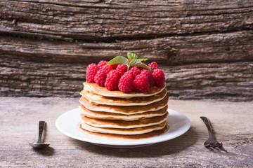 pancakes  with raspberries