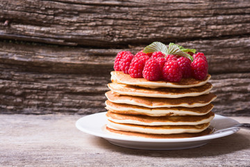 pancakes  with raspberries