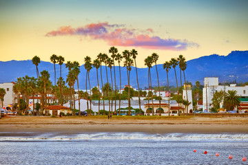View on Santa Barbara from the pier - obrazy, fototapety, plakaty