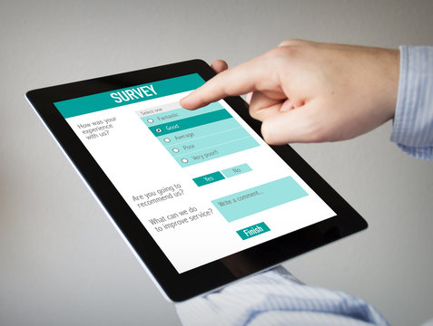 Online Survey form web on a tablet