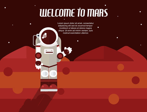 Welcome to Mars vector flat background