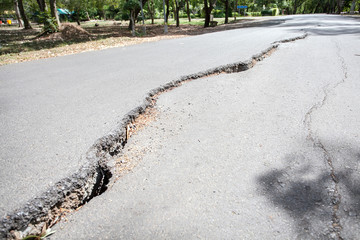 cracked asphalt road