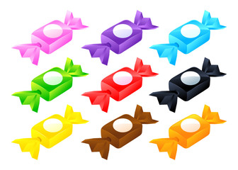 Set of Colorful Vector Wrapped Candy