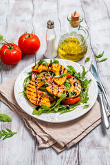 Delicious grilled pumpkin and arugula  salad