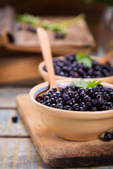 Fototapeta na wymiar fresh bilberry in dish