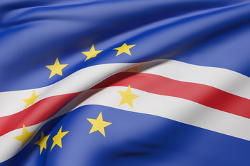 Republic of Cape Verde flag waving