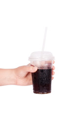 Cola in hand isolated