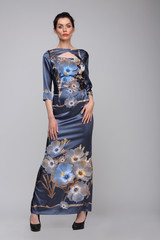 A woman in a long dress.
