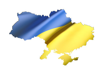 Obraz premium Silhouette of Ukraine map with flag