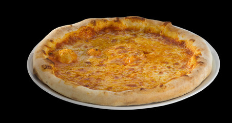 Delicious pizza with cheese and tomato sauce