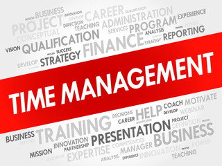 Time Management word cloud collage, business concept background