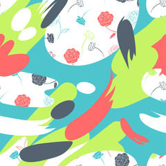 Vector seamless flower abstract pattern.