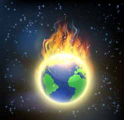 Earth World Globe on Fire